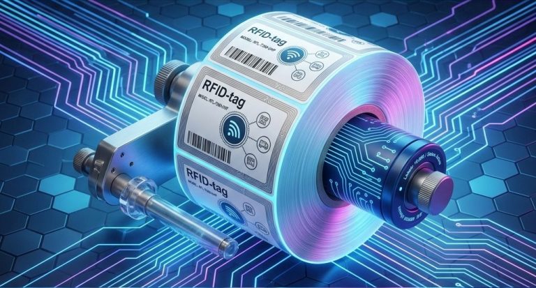 Roll of finished custom printed labels for modern label printing solutions