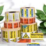 Warning label decals for industrial safety signage