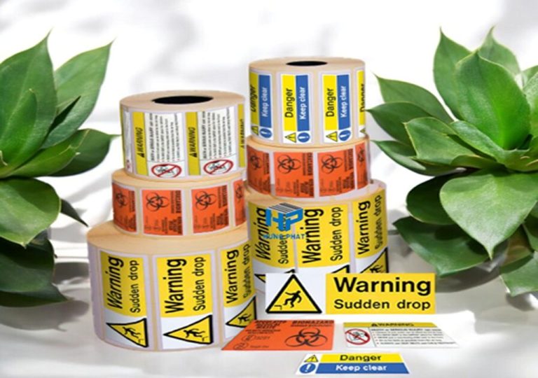 Warning label decals for industrial safety signage