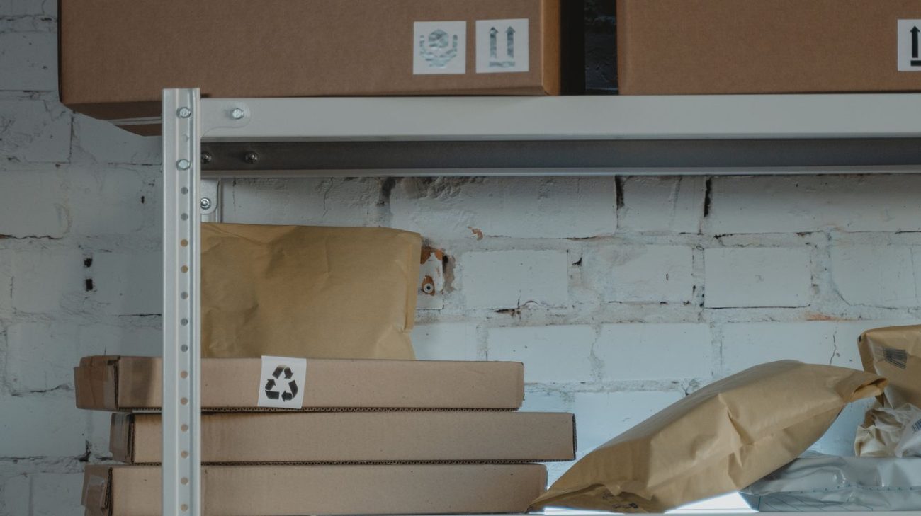 Backroom shelving where RFID stock counts start